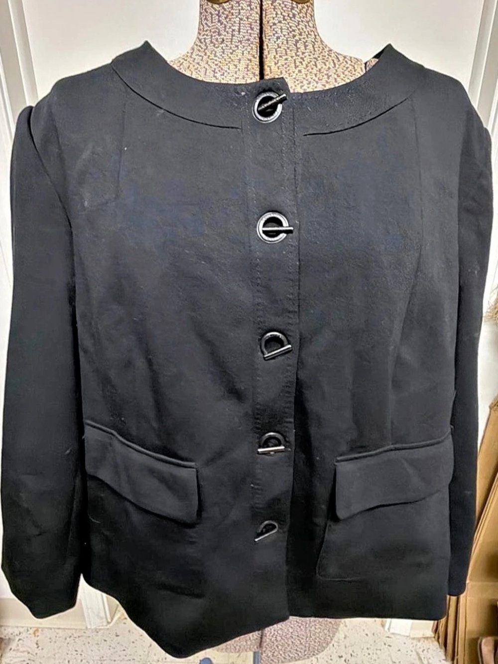 Calvin Klein Black Button-Front Blazer Size 20W Like New
